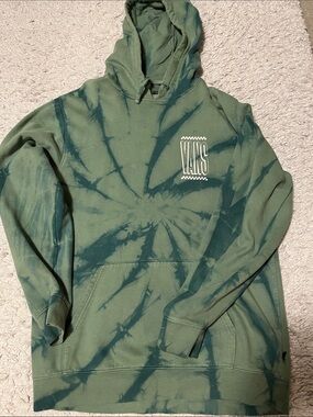 Vans Green Tie-Dye Pullover Hoodie with Chest Logo